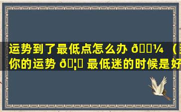 运势到了最低点怎么办 🐼 （当你的运势 🦟 最低迷的时候是好运来了吗）